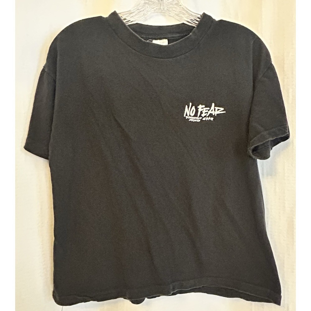 VTG 90s No Fear Black Cropped Style T Shirt Unisex XL